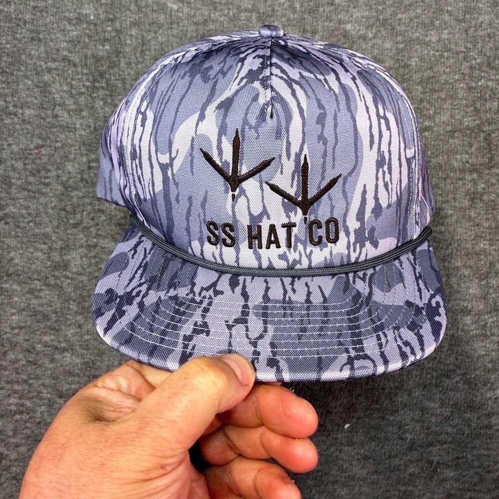 Southern‎ String Hat Co Mens Hat Grey Camouflage Waterfowl Hunting Flat Brim